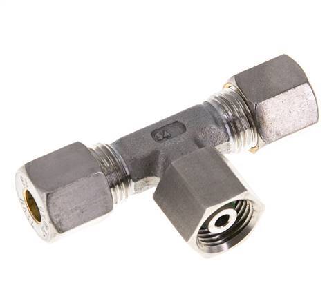 Raccord à compression en T en acier inoxydable 8S avec raccord tournant 500 bar FKM réglable ISO 8434-1