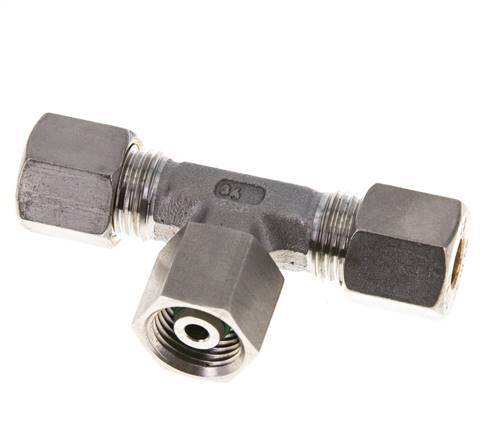 Raccord à compression en T en acier inoxydable 8S avec raccord tournant 500 bar FKM réglable ISO 8434-1