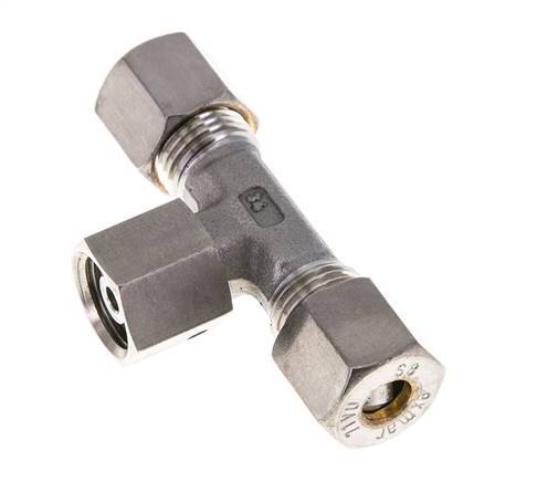 Raccord à compression en T en acier inoxydable 8S avec raccord tournant 500 bar FKM réglable ISO 8434-1