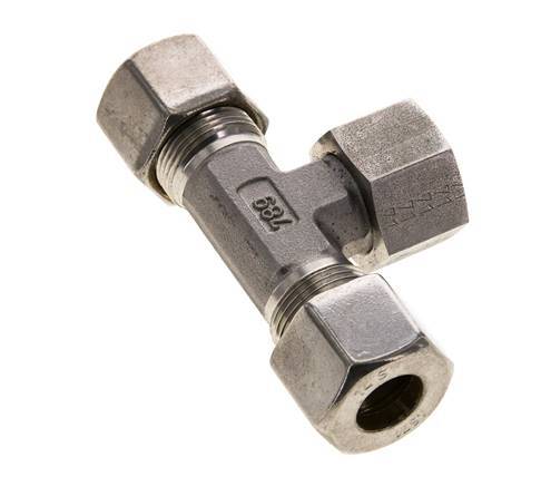 14S Stainless Steel T-Shape Tee Compression Fitting with Swivel 400 bar FKM Adjustable ISO 8434-1