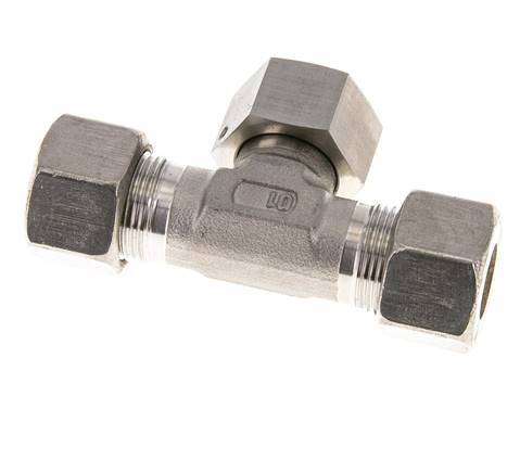 16S Acier inoxydable Té en forme de T Raccord à compression avec émerillon 400 bar FKM Ajustable ISO 8434-1