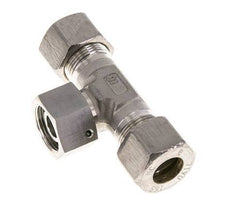 16S Acier inoxydable Té en forme de T Raccord à compression avec émerillon 400 bar FKM Ajustable ISO 8434-1