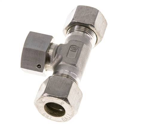 16S Acier inoxydable Té en forme de T Raccord à compression avec émerillon 400 bar FKM Ajustable ISO 8434-1