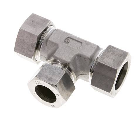 22L & 28L Stainless Steel T-Shape Tee Cutting Fitting 160 bar ISO 8434-1