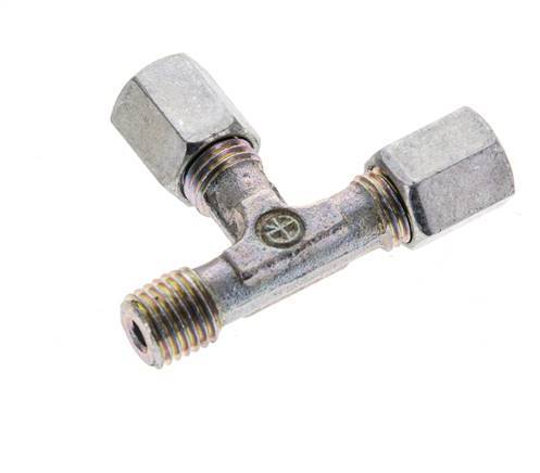 4LL & M8x1 (con) Zink Plated Steel Right Angle Tee Cutting Fitting with Male Threads 100 bar ISO 8434-1