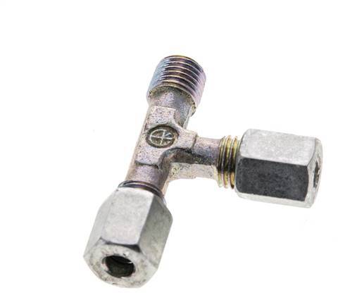 4LL & M8x1 (con) Zink Plated Steel Right Angle Tee Cutting Fitting with Male Threads 100 bar ISO 8434-1