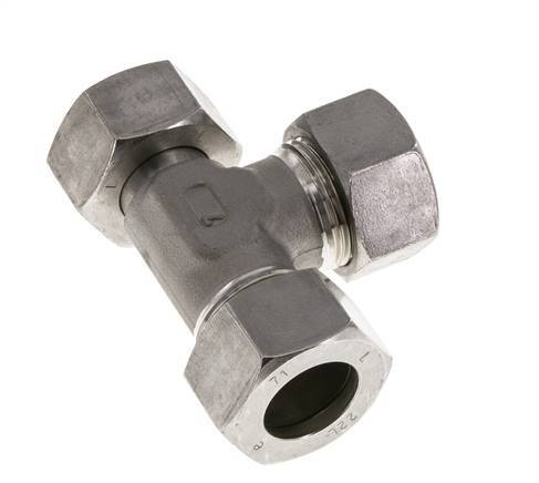 Raccord de coupe en T à angle droit en acier inoxydable 22L avec pivot 160 bar réglable ISO 8434-1
