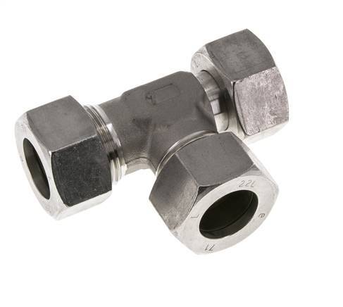 Raccord de coupe en T à angle droit en acier inoxydable 22L avec pivot 160 bar réglable ISO 8434-1