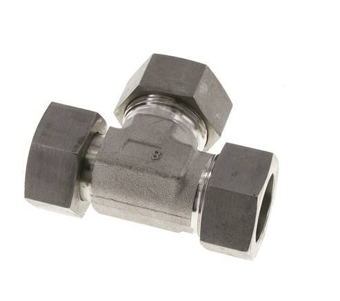 Raccord de coupe en T à angle droit en acier inoxydable 28L avec pivot 160 bar réglable ISO 8434-1