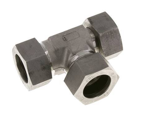 Raccord de coupe en T à angle droit en acier inoxydable 28L avec pivot 160 bar réglable ISO 8434-1