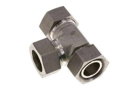 Raccord de coupe en T à angle droit en acier inoxydable 28L avec pivot 160 bar réglable ISO 8434-1