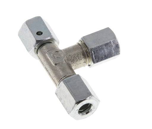 Raccord en T à angle droit 6L en acier zingué avec émerillon 315 bar NBR Réglable ISO 8434-1