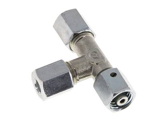 Raccord en T à angle droit 6L en acier zingué avec émerillon 315 bar NBR Réglable ISO 8434-1