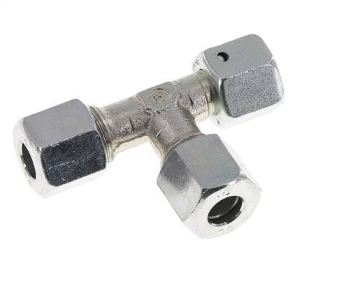 Raccord en T à angle droit en acier zingué 8L avec émerillon 315 bar NBR Réglable ISO 8434-1