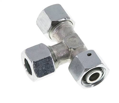 Raccord en T à angle droit 12L en acier zingué avec pivot 315 bar NBR Réglable ISO 8434-1
