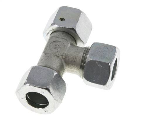 Raccord en T à angle droit 15L en acier zingué avec émerillon 315 bar NBR Réglable ISO 8434-1
