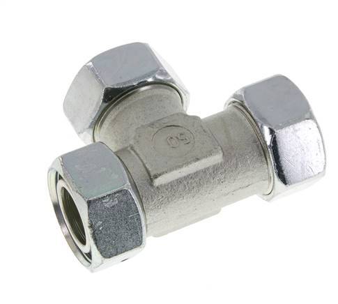 28L Zink Plated Steel Right Angle Tee Cutting Fitting with Swivel 160 bar NBR Adjustable ISO 8434-1