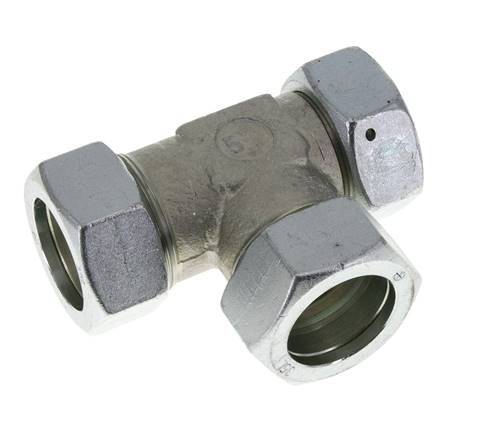 35L Zink Plated Steel Right Angle Tee Cutting Fitting with Swivel 160 bar NBR Adjustable ISO 8434-1