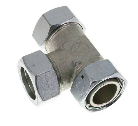 35L Zink Plated Steel Right Angle Tee Cutting Fitting with Swivel 160 bar NBR Adjustable ISO 8434-1