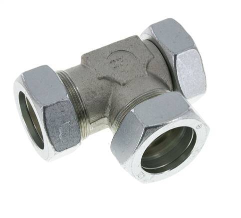 42L Zink Plated Steel Right Angle Tee Cutting Fitting with Swivel 160 bar NBR Adjustable ISO 8434-1