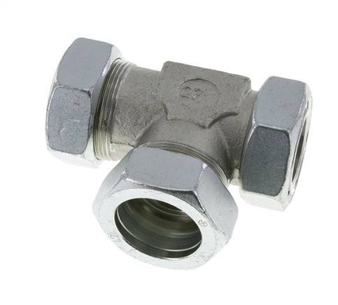 42L Zink Plated Steel Right Angle Tee Cutting Fitting with Swivel 160 bar NBR Adjustable ISO 8434-1