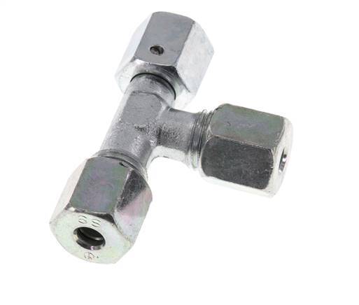 6S Zink Plated Steel Right Angle Tee Cutting Fitting with Swivel 630 bar NBR Adjustable ISO 8434-1