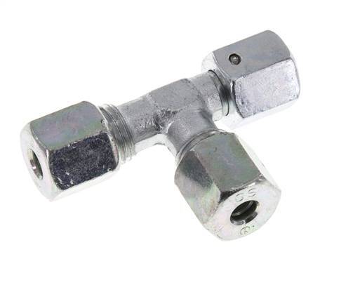 6S Raccord de coupe en té à angle droit en acier zingué avec pivot 630 bar NBR Réglable ISO 8434-1