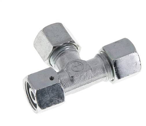 10S Zink Plated Steel Right Angle Tee Cutting Fitting with Swivel 630 bar NBR Adjustable ISO 8434-1