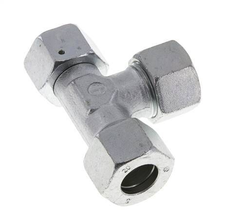 20S Zink Plated Steel Right Angle Tee Cutting Fitting with Swivel 400 bar NBR Adjustable ISO 8434-1