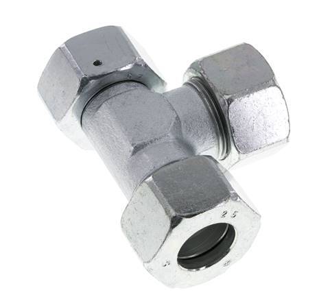 25S Zink Plated Steel Right Angle Tee Cutting Fitting with Swivel 400 bar NBR Adjustable ISO 8434-1