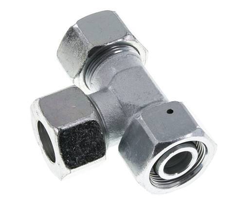 25S Zink Plated Steel Right Angle Tee Cutting Fitting with Swivel 400 bar NBR Adjustable ISO 8434-1