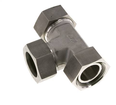 Raccord de coupe en T à angle droit 35L en acier inoxydable avec pivot 160 bar FKM Réglable ISO 8434-1