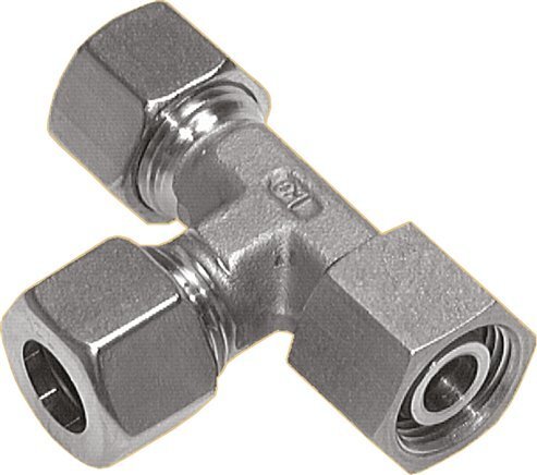 20S Raccord à compression en T à angle droit en acier inoxydable avec raccord tournant 250 bar FKM Réglable ISO 8434-1