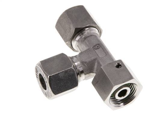 10S Raccord de coupe en T à angle droit en acier inoxydable avec pivot 630 bar FKM Réglable ISO 8434-1