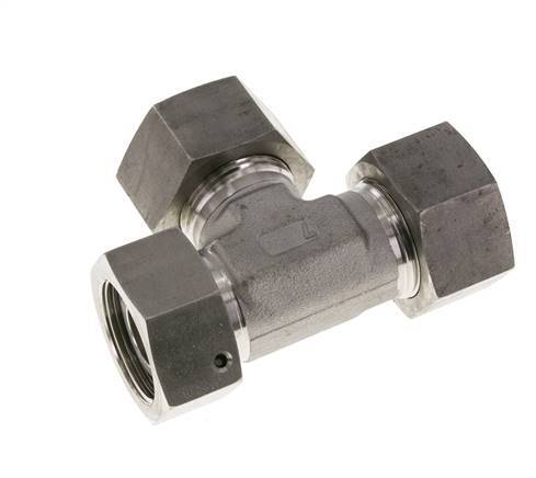 25S Stainless Steel Right Angle Tee Cutting Fitting with Swivel 400 bar FKM Adjustable ISO 8434-1