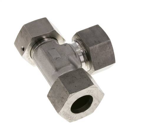 25S Raccord de coupe en T à angle droit en acier inoxydable avec pivot 400 bar FKM Réglable ISO 8434-1