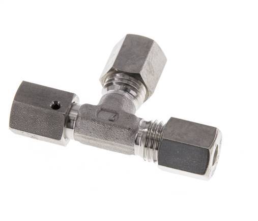 Raccord à compression en T à angle droit en acier inoxydable 6L avec pivot 315 bar FKM Réglable ISO 8434-1