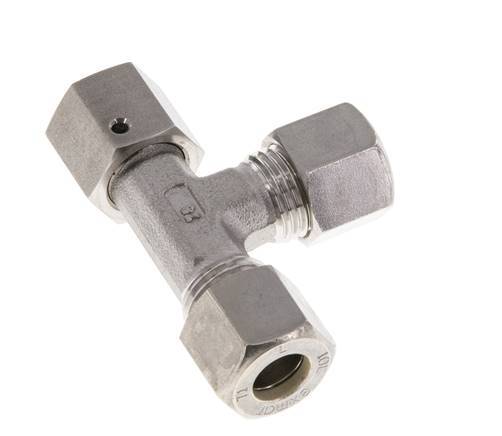 10L Acier inoxydable Té à angle droit Raccord à compression avec pivot 315 bar FKM Ajustable ISO 8434-1