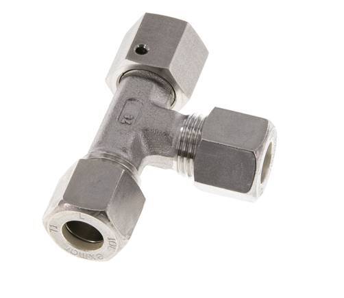 10L Acier inoxydable Té à angle droit Raccord à compression avec pivot 315 bar FKM Ajustable ISO 8434-1