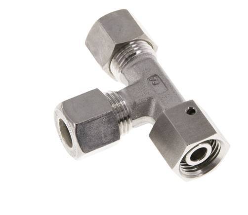 10L Acier inoxydable Té à angle droit Raccord à compression avec pivot 315 bar FKM Ajustable ISO 8434-1