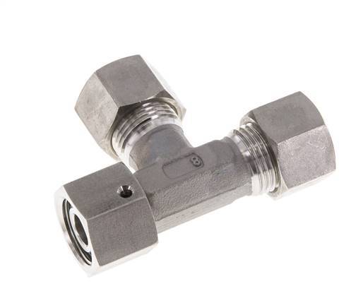 Raccord à compression en T à angle droit en acier inoxydable 12L avec pivot 315 bar FKM Réglable ISO 8434-1