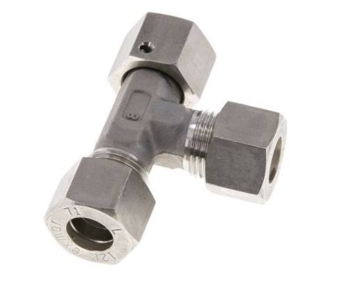Raccord à compression en T à angle droit en acier inoxydable 12L avec pivot 315 bar FKM Réglable ISO 8434-1