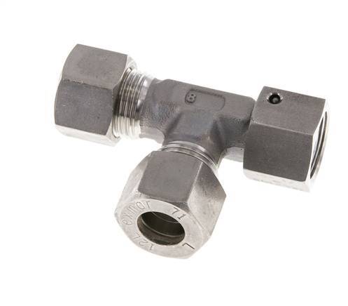 Raccord à compression en T à angle droit en acier inoxydable 12L avec pivot 315 bar FKM Réglable ISO 8434-1
