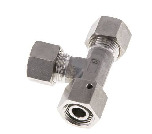 Raccord à compression en T à angle droit en acier inoxydable 12L avec pivot 315 bar FKM Réglable ISO 8434-1