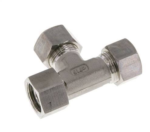 15L Stainless Steel Right Angle Tee Compression Fitting with Swivel 315 bar FKM Adjustable ISO 8434-1