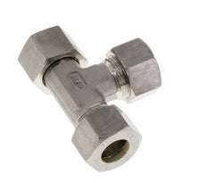 Raccord à compression en té à angle droit 15L en acier inoxydable avec émerillon 315 bar FKM Ajustable ISO 8434-1