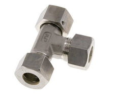 Raccord à compression en té à angle droit 15L en acier inoxydable avec émerillon 315 bar FKM Ajustable ISO 8434-1
