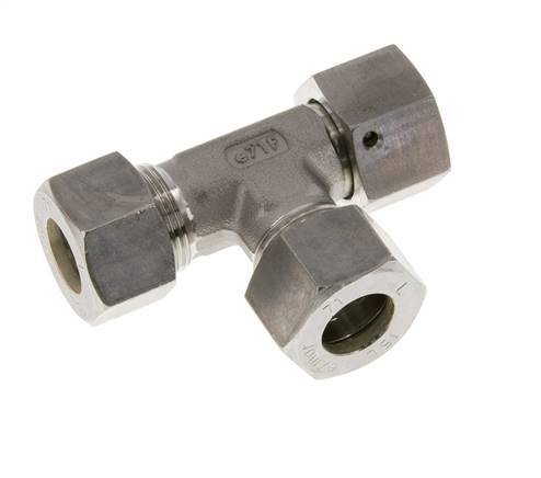 Raccord à compression en té à angle droit 15L en acier inoxydable avec émerillon 315 bar FKM Ajustable ISO 8434-1