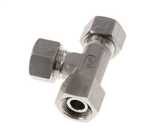 Raccord à compression en té à angle droit 15L en acier inoxydable avec émerillon 315 bar FKM Ajustable ISO 8434-1