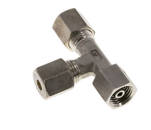 Raccord à compression en T à angle droit en acier inoxydable 6S avec pivot 500 bar FKM Réglable ISO 8434-1